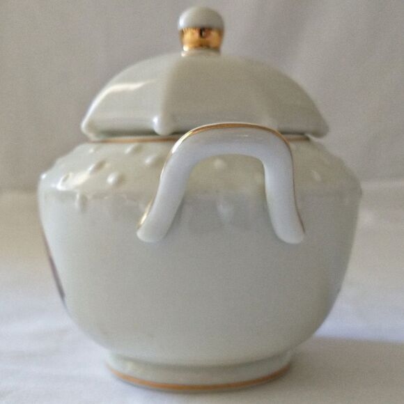 MJ HUMMEL Danbury Sugar & Creamer Set Porcelain Rainy Day Boy Girl Vintage - Picture 8 of 16